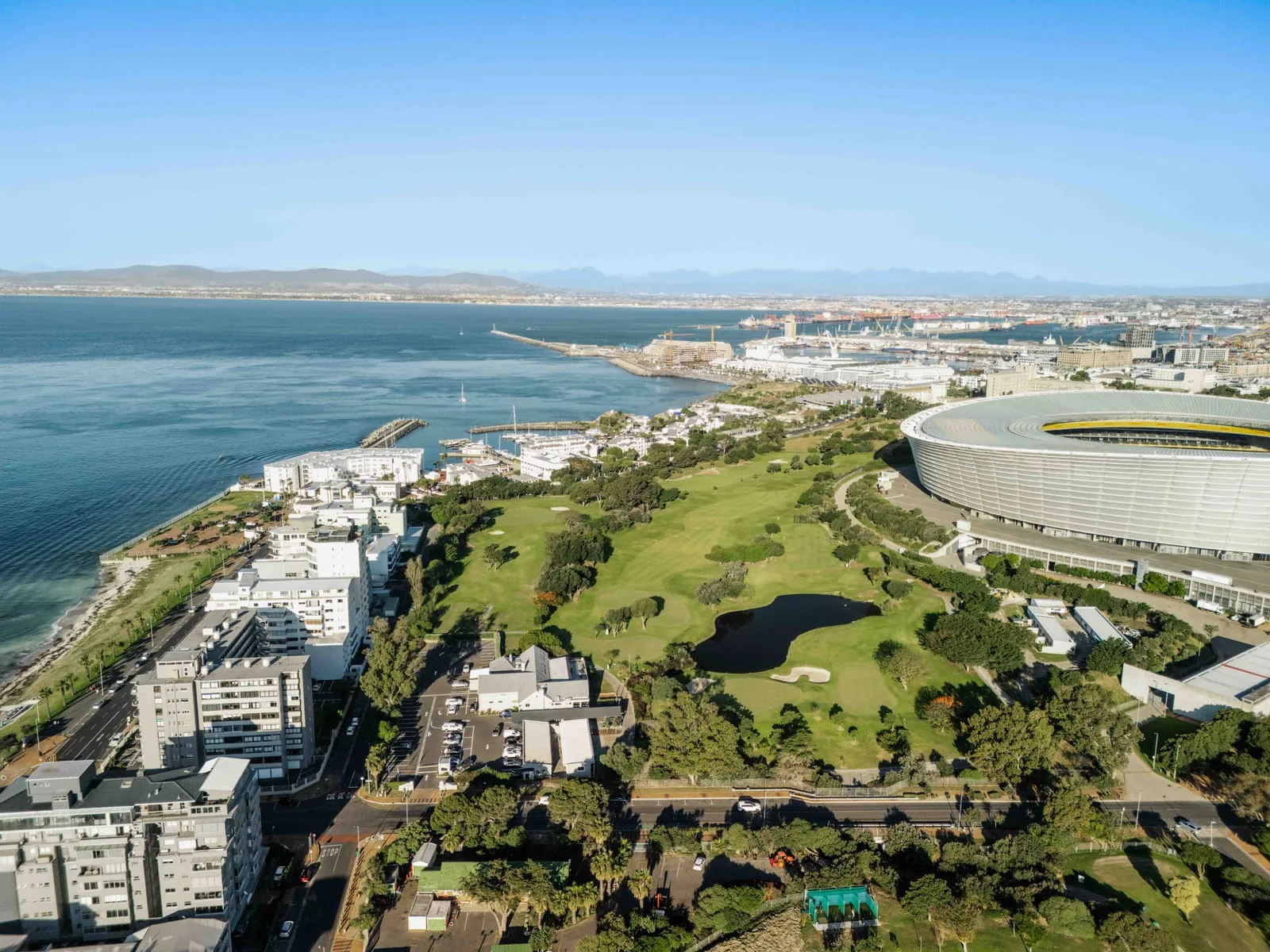 The course between the stadium and the seafront, looking towards the harbour